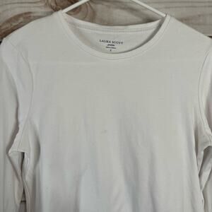 Laura Scott White Long Sleeve T-Shirt Size Small